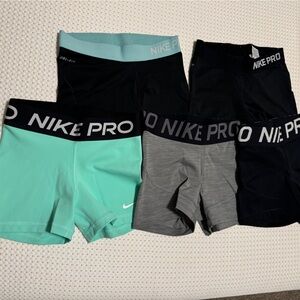 Lot of 5 Nike pro shorts